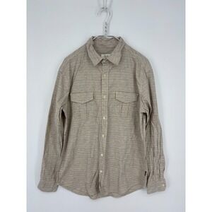Billy Reid Shirt Mens XXL Brown Striped Button Up Long Sleeve Cotton
